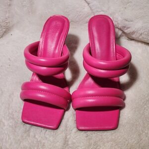 ASOS Design Pink Padded Heeled‎ Mules Slip On Sandals Heels UK7 EU40 US9